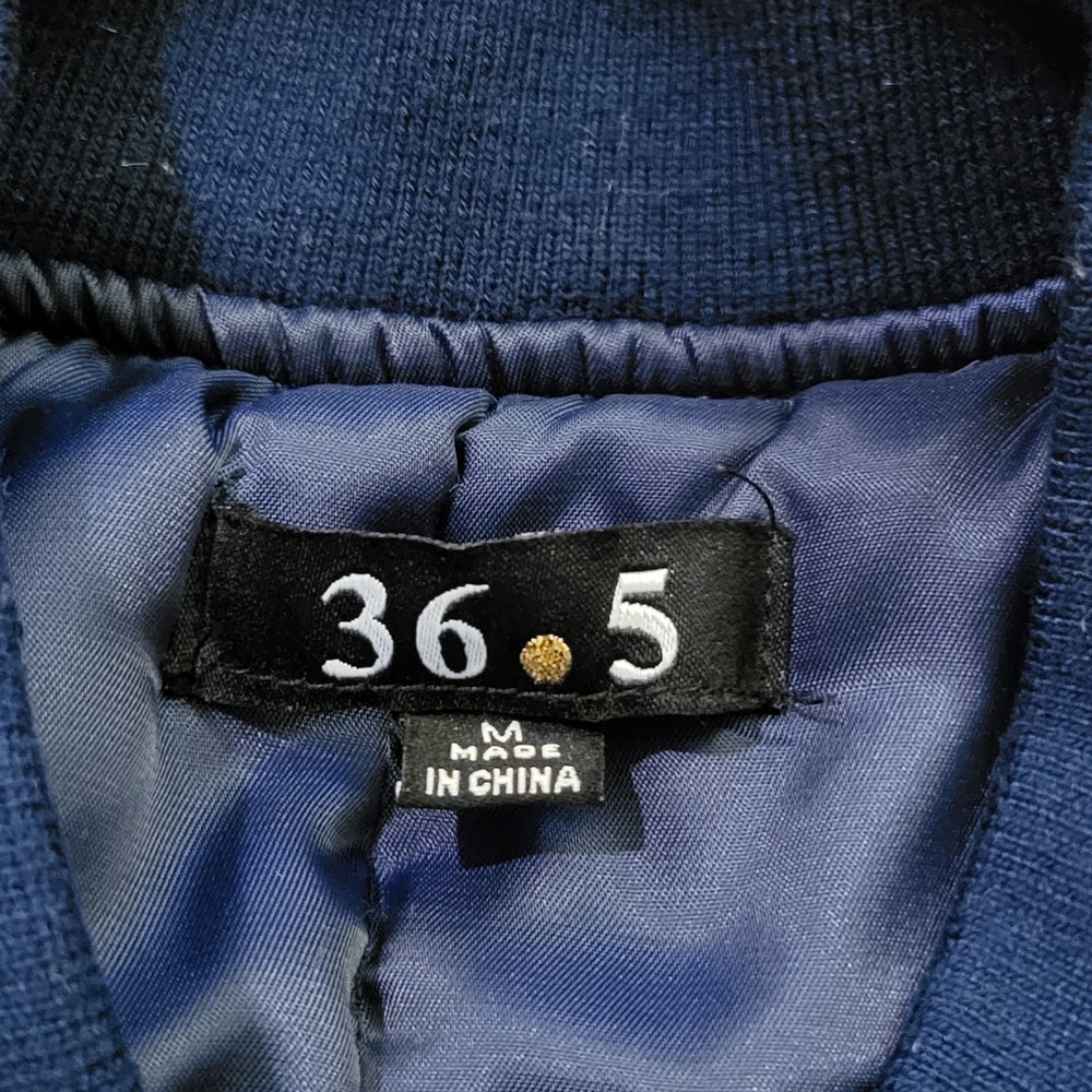 36.5 Navy Blue Medium Bomber Jacket - Picture 4 of 5